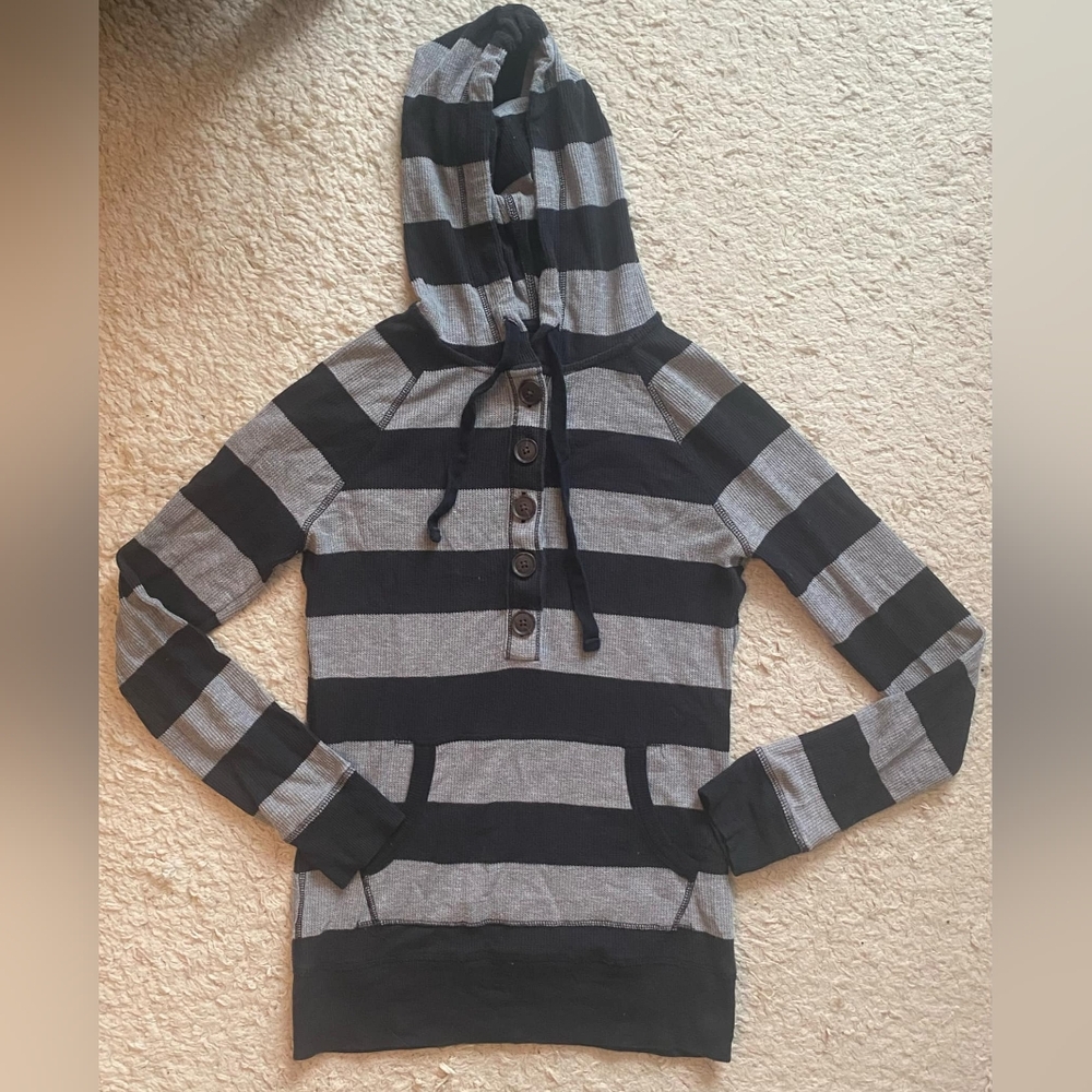 Y2K striped hooded top